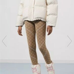 Authentic Gucci GG Women Jersey Jacquard leggings Small New NWOT Beige Brown$920